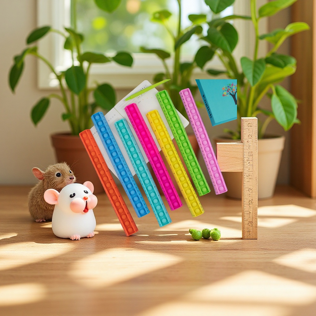 Mouse-killing press ruler silicone folding ruler, creative stationery set for relieving stress during breaks, stress-relieving toys Specification image