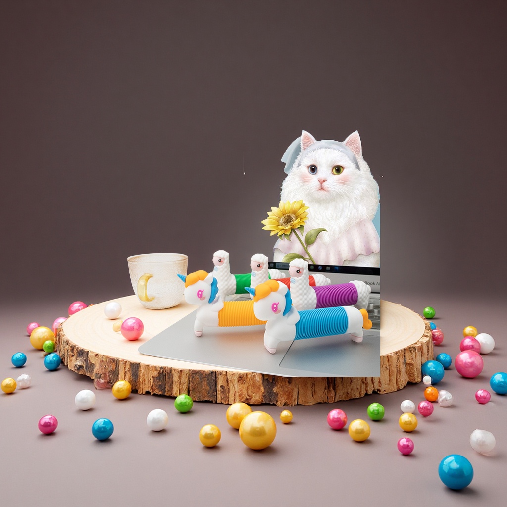 The new cross-border poptube creative stress-relieving toy, telescopic pull tube, Unicorn, children's educational patent model Specification image