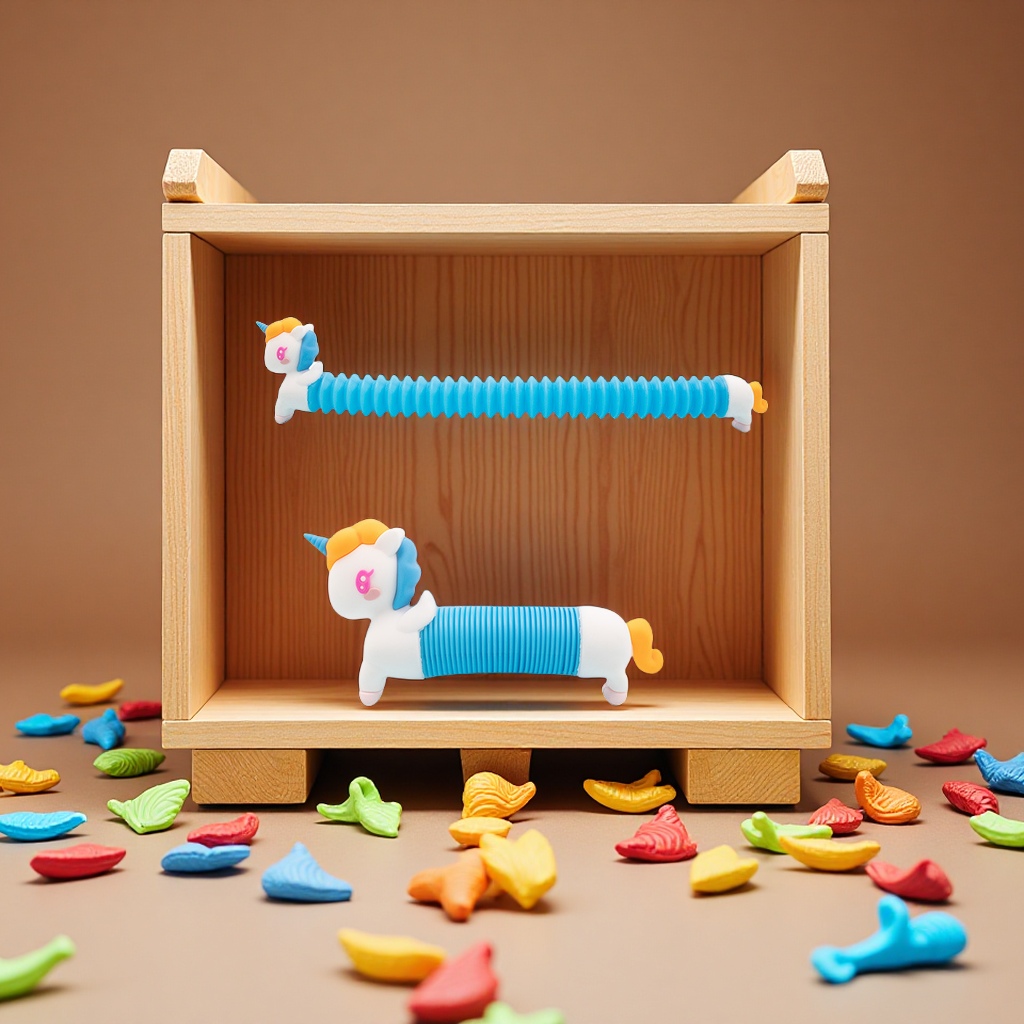 The new cross-border poptube creative stress-relieving toy, telescopic pull tube, Unicorn, children's educational patent model Item Picture