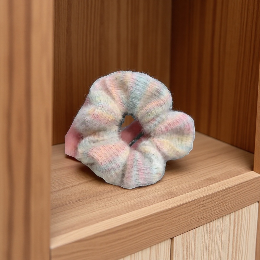 The new sweet and soft woolen lace large intestine hair band for autumn and winter is a versatile and cute hair tie for girls Item Picture