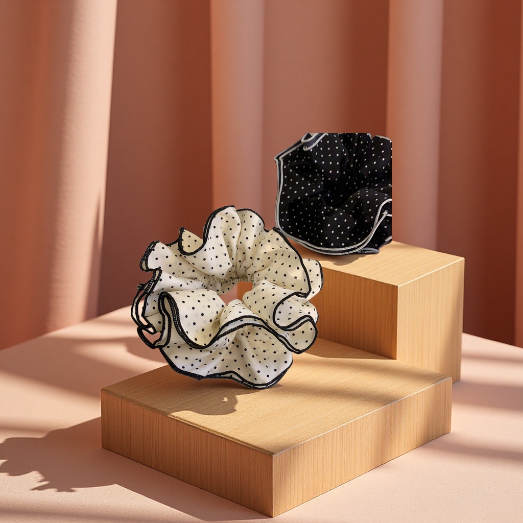 法式优雅波点大肠发圈网红2025新款简约温柔低马尾头绳女款发圈