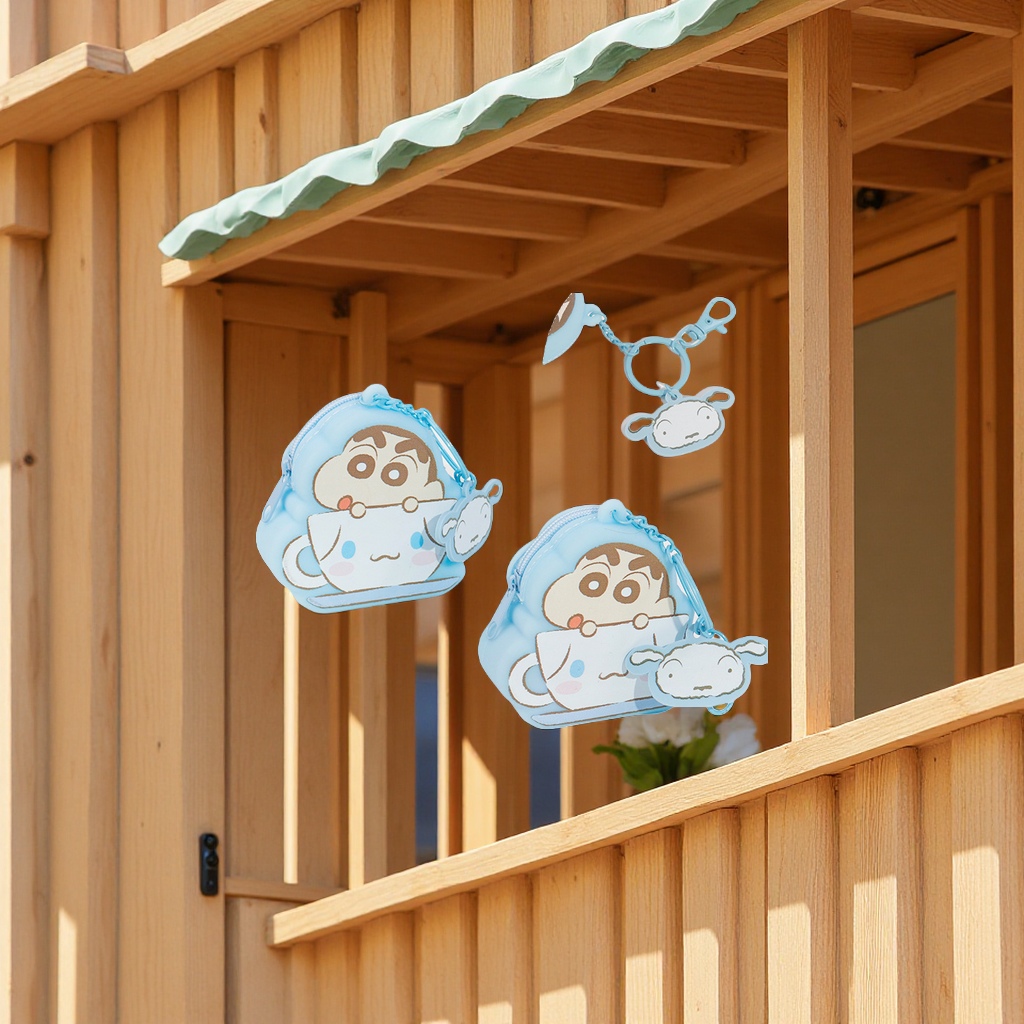 日系动漫蜡笔小新硅胶零钱包迷你便携耳机收纳包创意百搭挂件现货