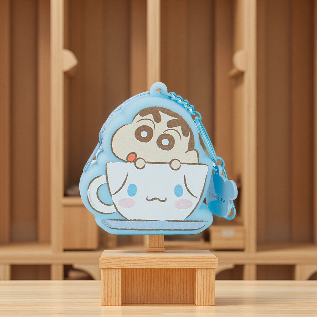 Japanese-style anime Crayon Shin-chan silicone coin purse, mini portable earphone storage case, creative all-in-one accessory in stock details Picture
