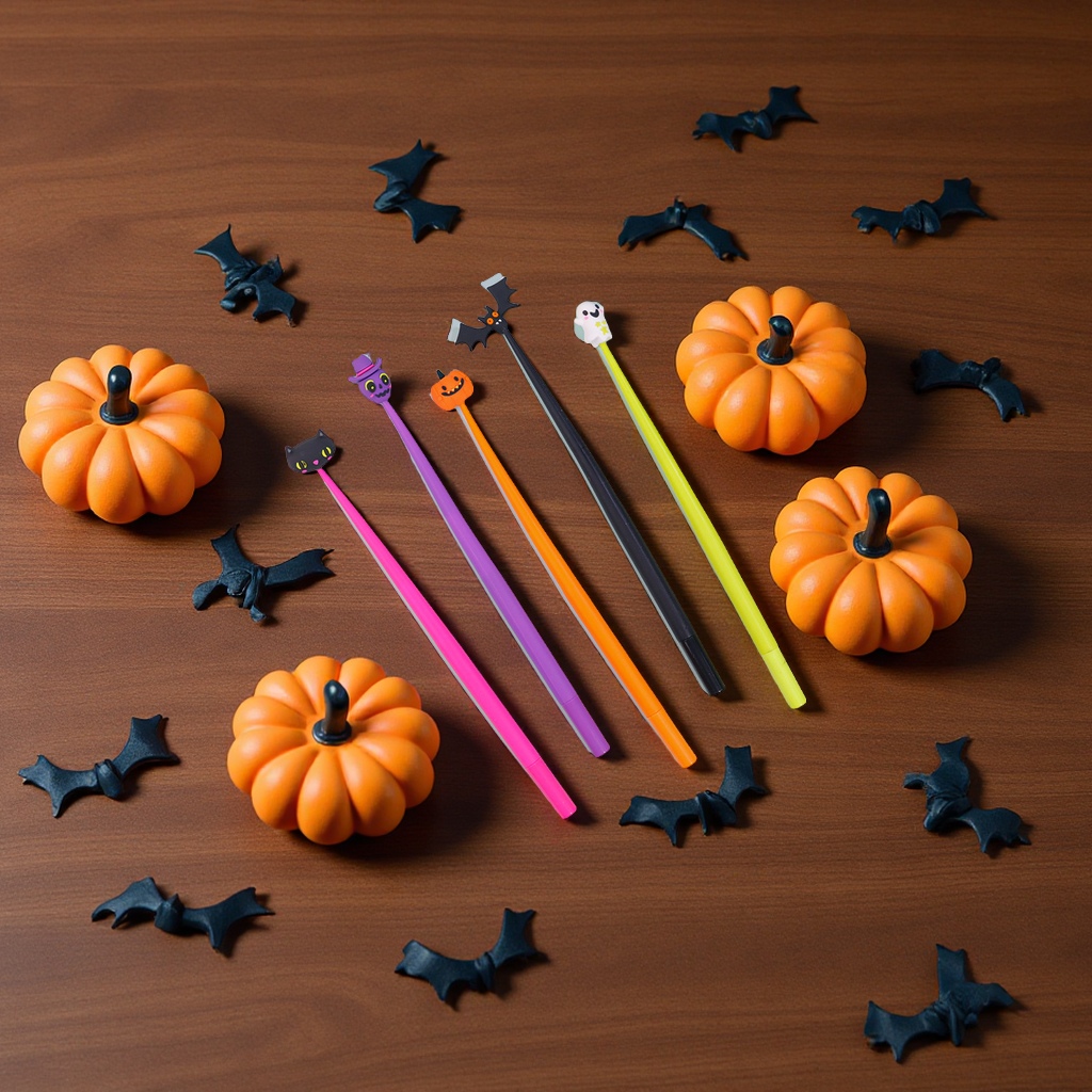 Cross-border best-selling Halloween silicone teething gel pen, pumpkin, bat, ghost, funny and creative stationery, student supplies details Picture