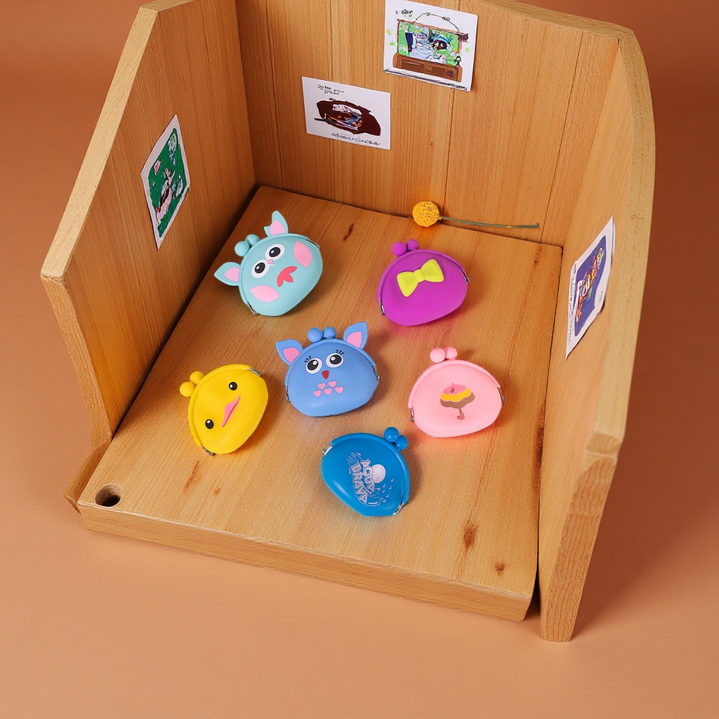 新款创意儿童零钱包卡通硅胶收纳神器搭扣钥匙扣可爱多功能收纳袋