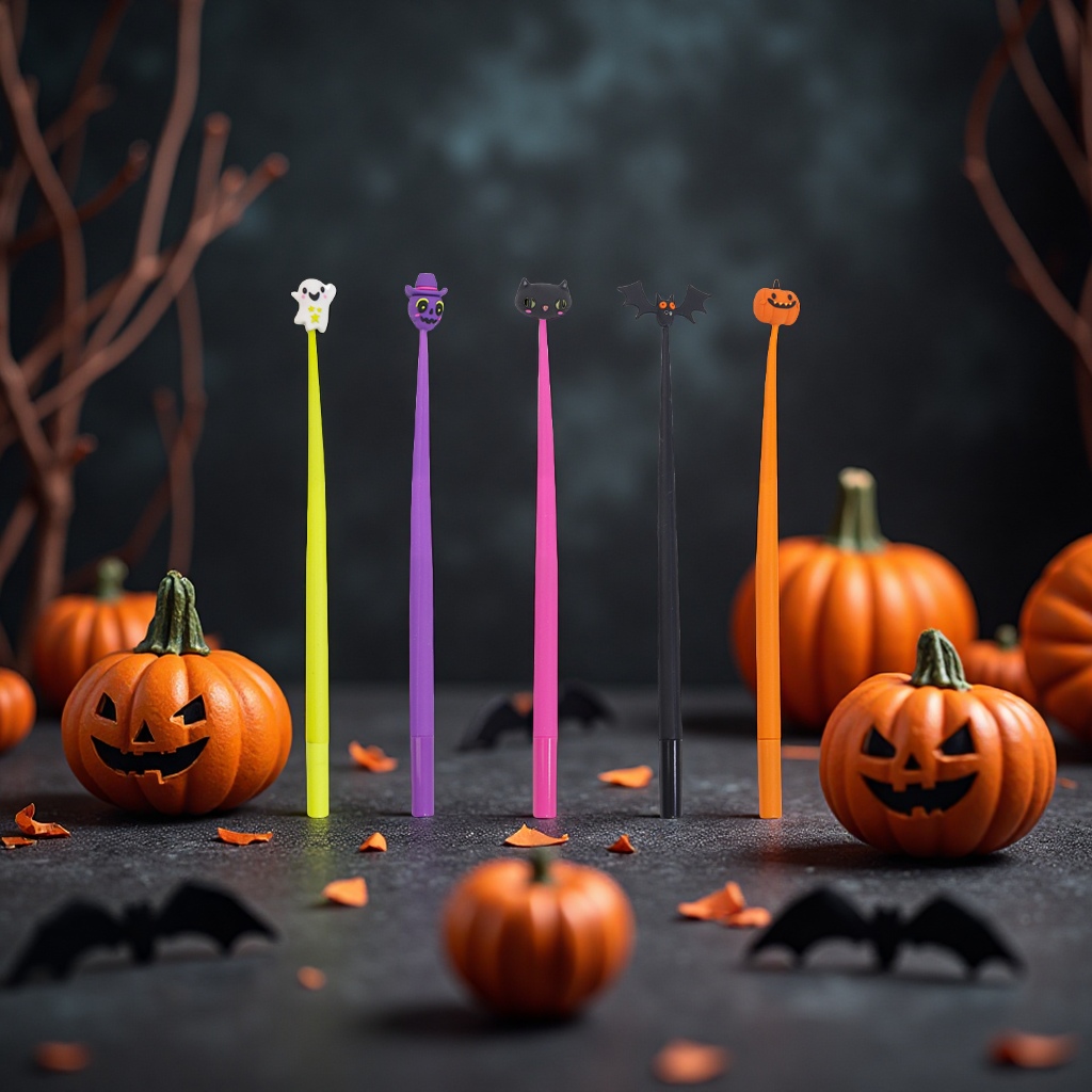 Cross-border best-selling Halloween silicone teething gel pen, pumpkin, bat, ghost, funny and creative stationery, student supplies Item Picture