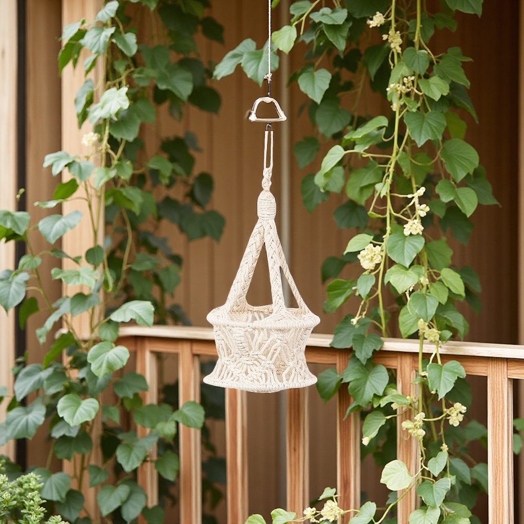亚马逊手工编织植物吊篮园艺悬挂花盆网兜家居绿化水果收纳挂毯壁毯