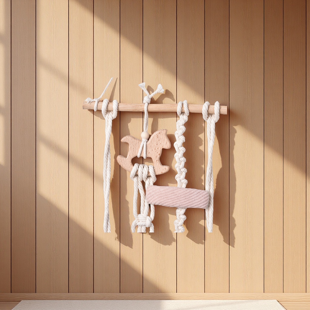 ins Nordic-style children's room decoration, diy hairpin storage, tapestries, baby headwear organization, wall hangings, wall decorations, simple display stands details Picture