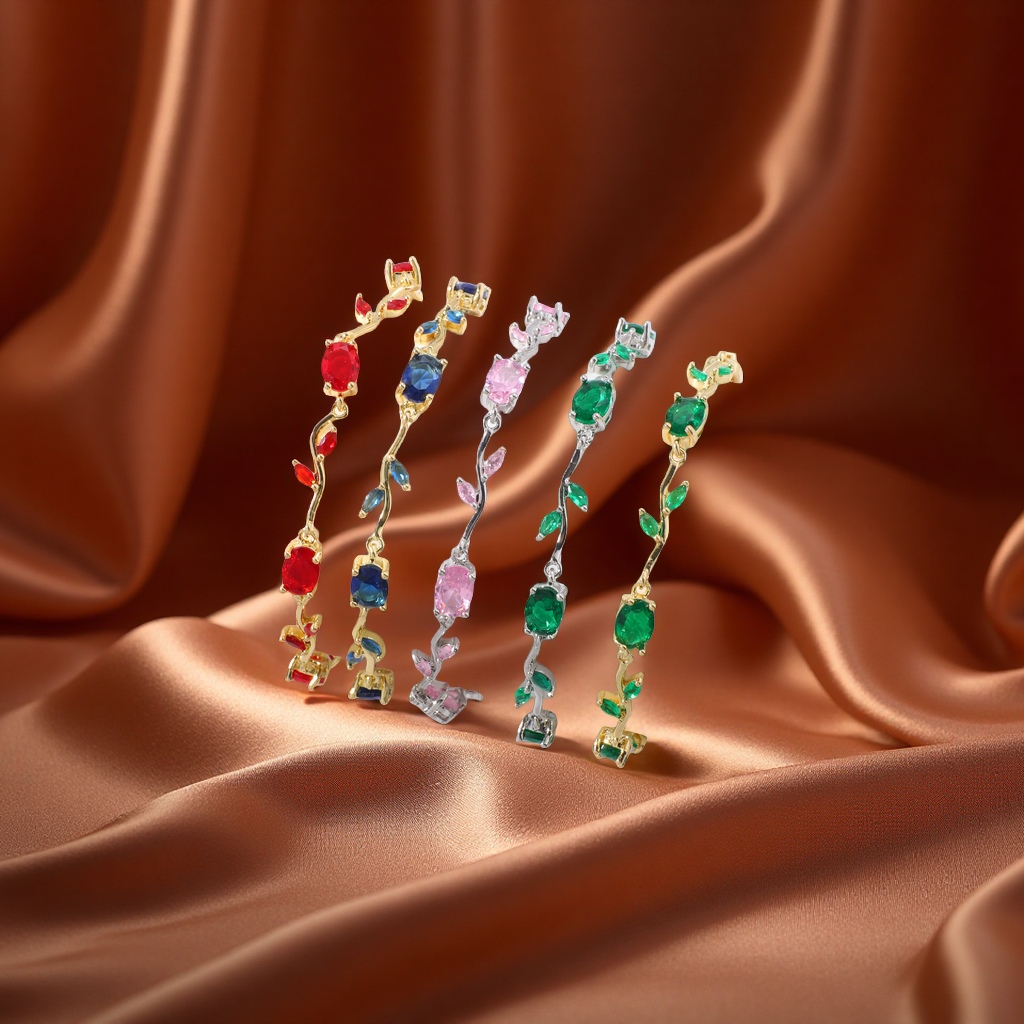 The new cross-border branch and leaf zircon bracelet is a fashionable and versatile Valentine's Day and birthday gift full figure