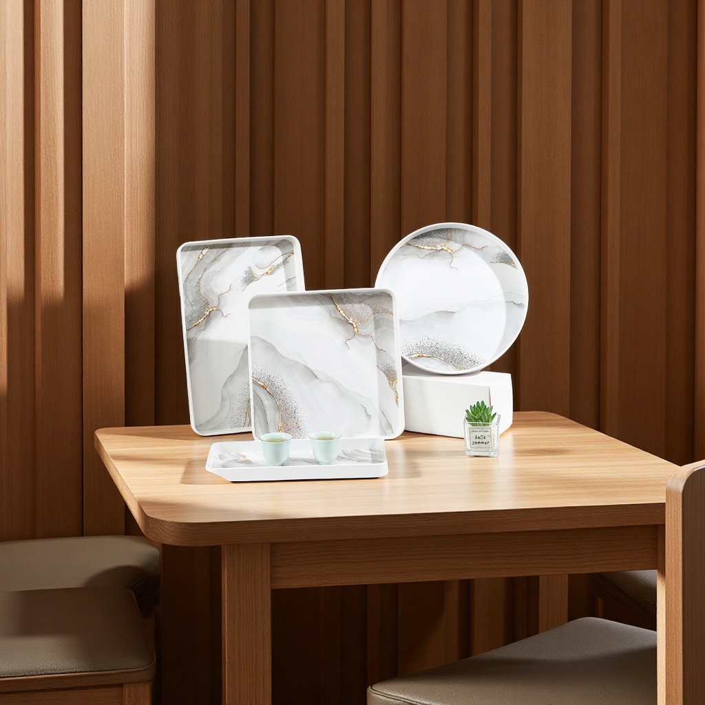 长方形密胺餐厅专用托盘 商用轻奢塑料茶盘放茶杯餐桌用品