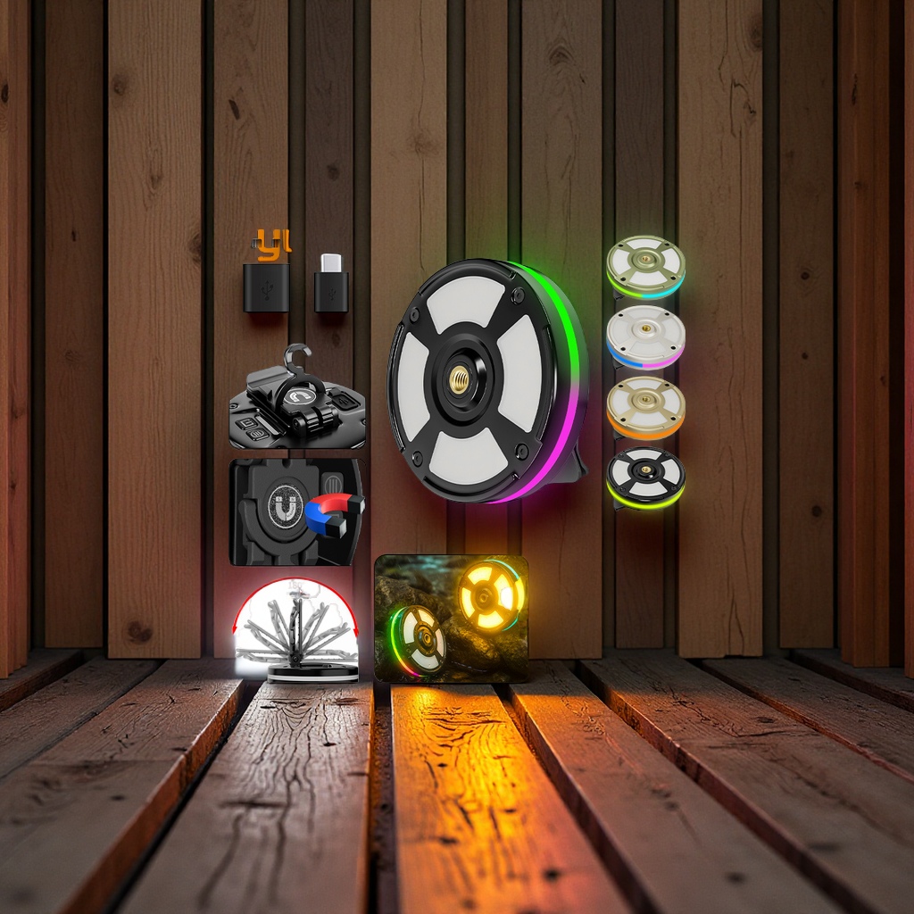 مصابيح للمصابيح RGB للمصابيح التخييم المتعددة الأغراض في الهواء الطلق المتعددة المصادر المزودة بمصابيح التخييم في الهواء الطلق العابرة للحدود