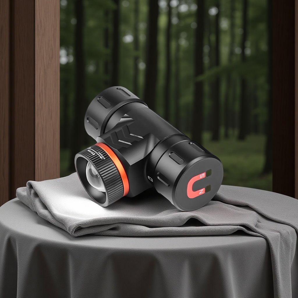 The new portable outdoor headlamp features a rotating zoom head-mounted high-intensity flashlight with rechargeable long-range illumination. It is suitable for mountain climbing, fishing and night running Item Picture