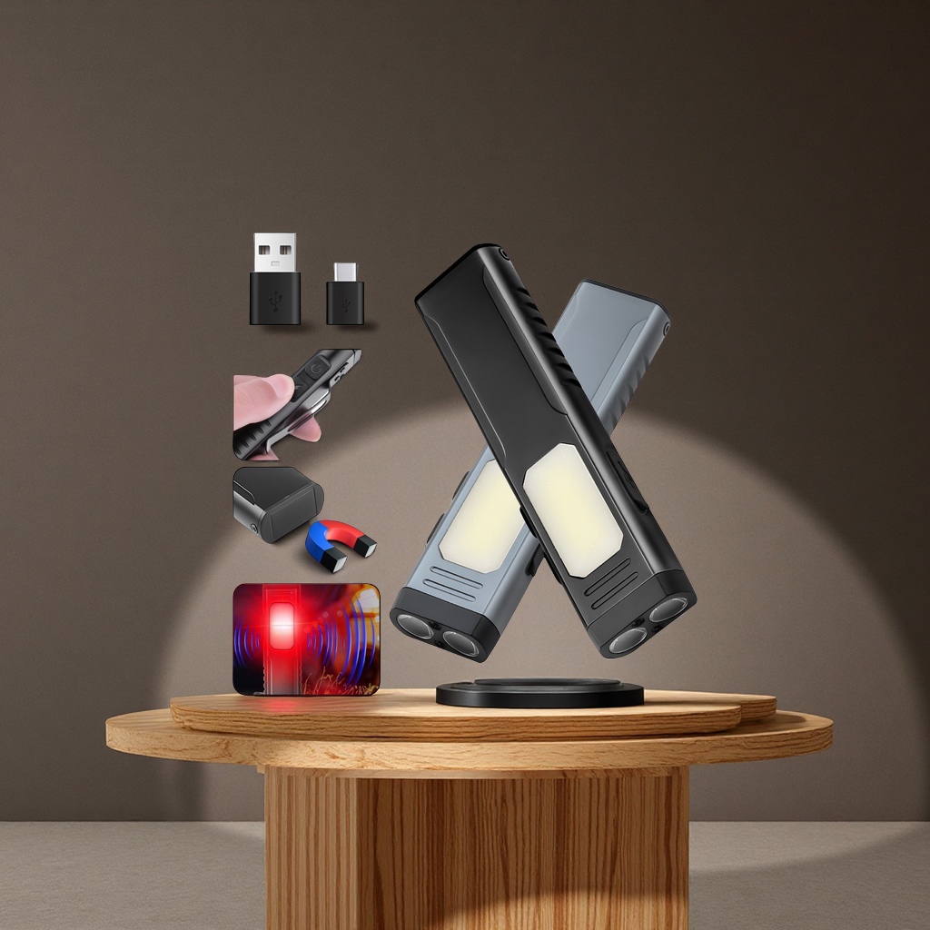 مصابيح مصباح يدوي محمول مزود بمغناطيس قوي من طراز UBLD يعمل على شحن حن USB متعددة الوظائف عبر الحدود
