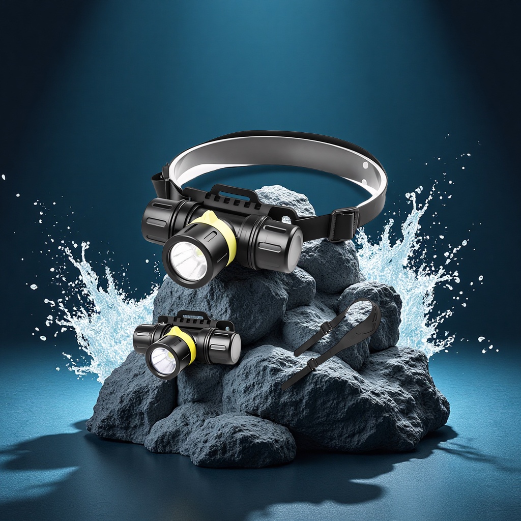 The new cross-border XHP70 diving headlamp is a head-mounted high-intensity digital display charging case, a professional diving flashlight for both water and land use Item Picture
