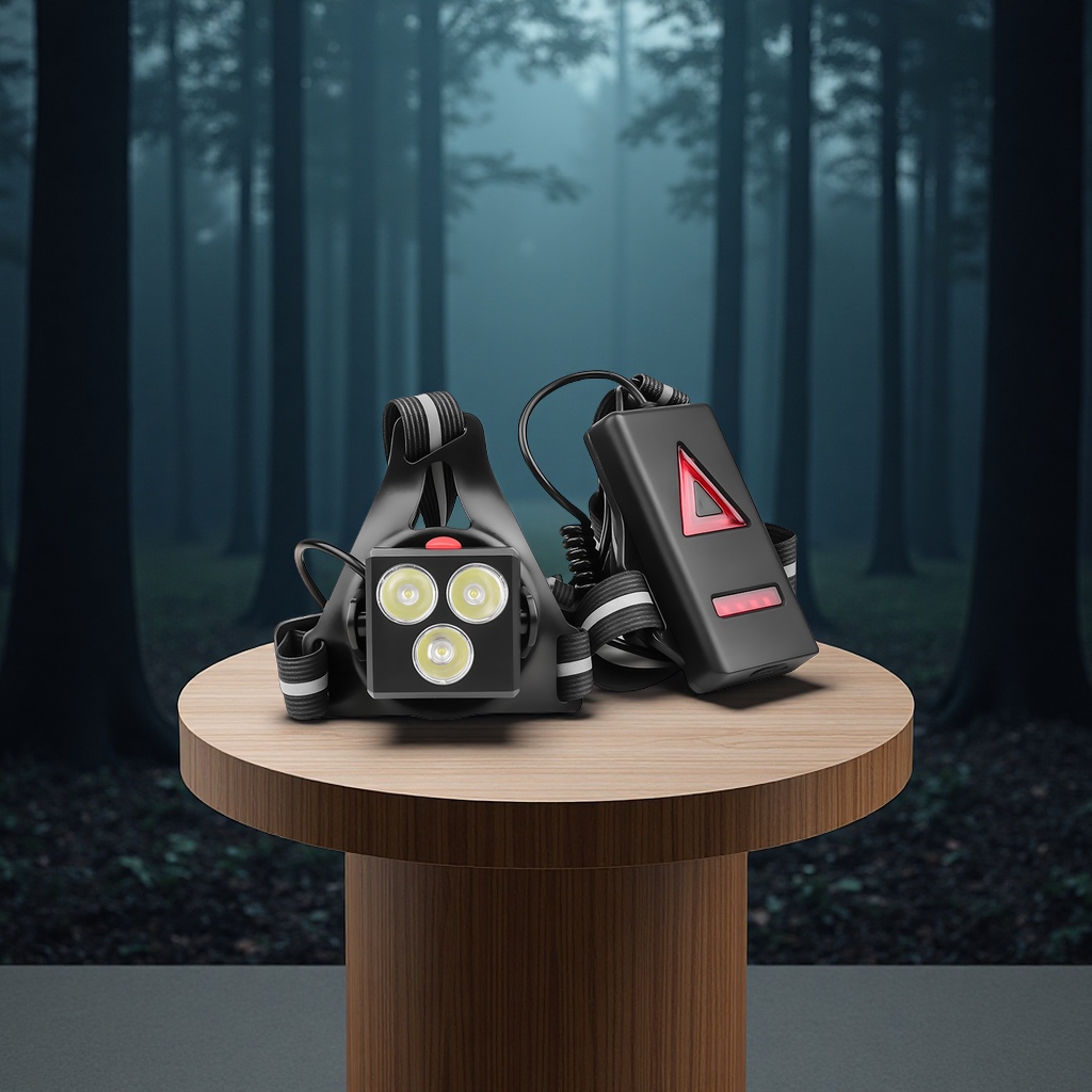 New cross-border chest night running light, wearable cycling LED multi-light red warning, USB charging head lamp, headwear flashlight Item Picture