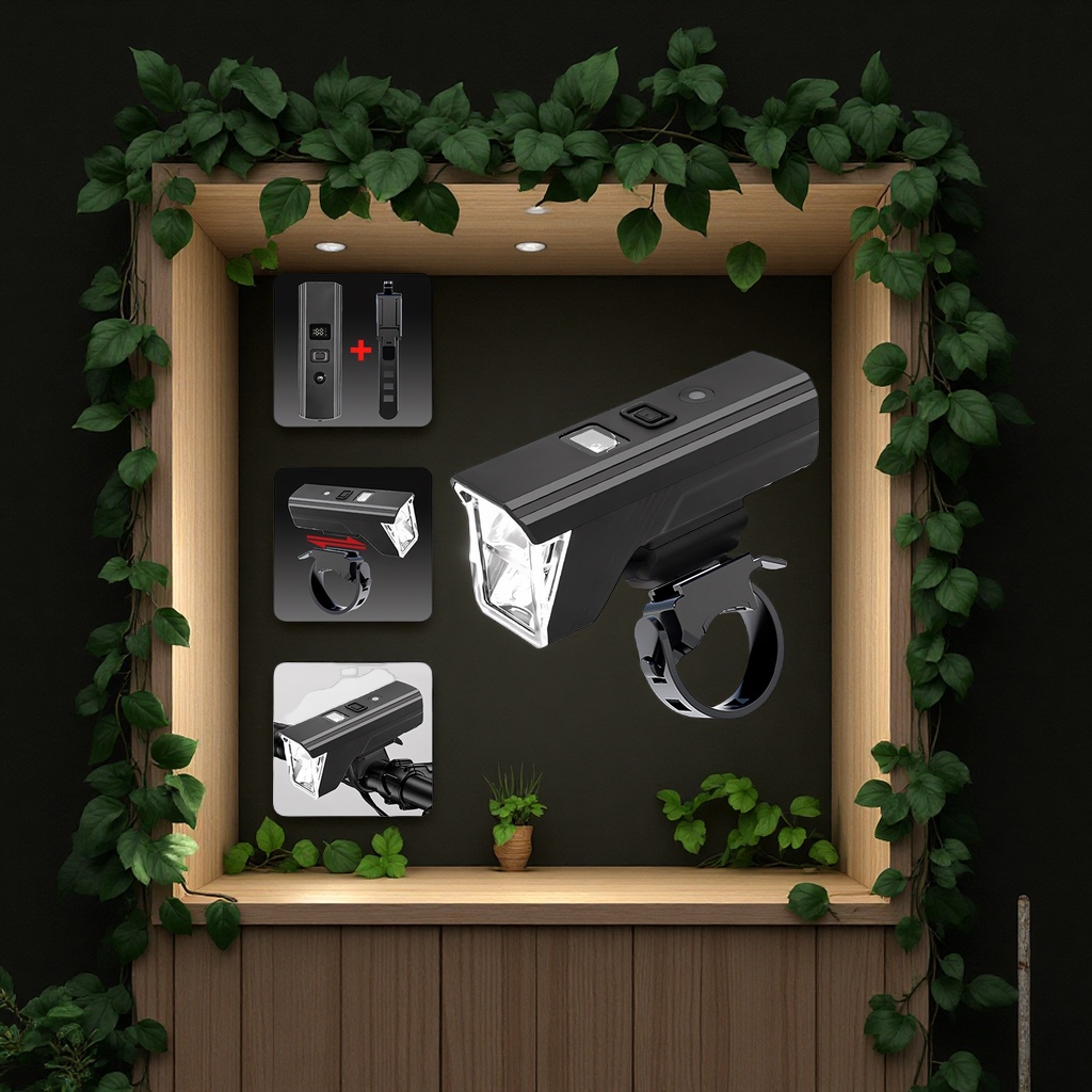 跨境新品2灯强光自行车灯远近光数显USB充电感应山地骑行夜骑灯夜骑灯固定电筒