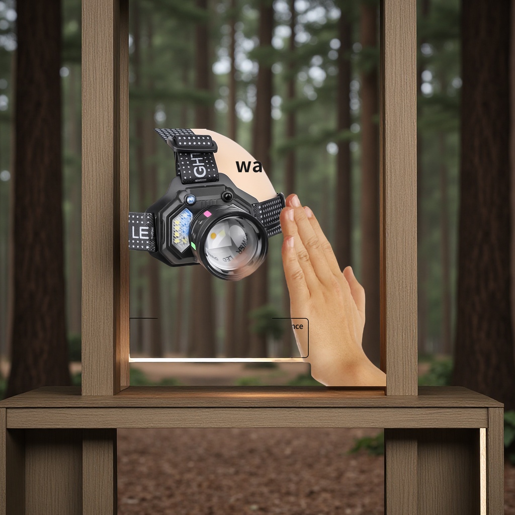 The new cross-border white laser headlamp features a head-mounted zoom dual light source sensing strong light memory function for night running and outdoor lighting Specification image