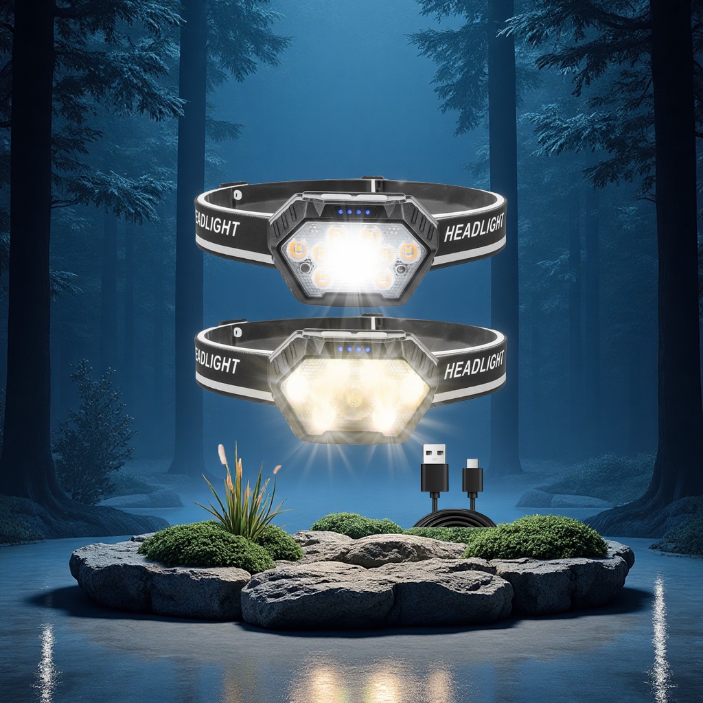 头灯、头戴式电筒实物图