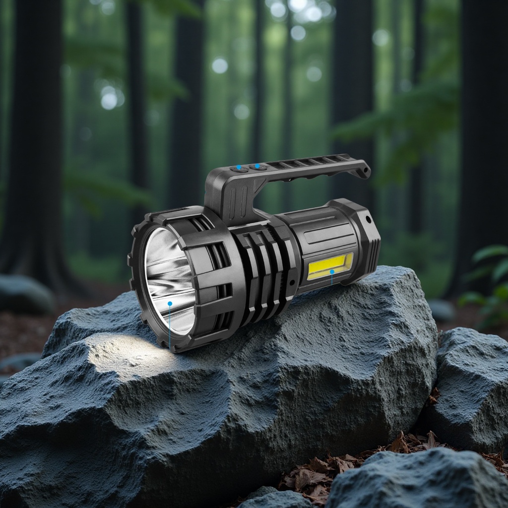 New cross-border white laser long-range shooter lantern, outdoor strong light LED rechargeable flashlight, long-lasting searchlight, portable lantern Specification image