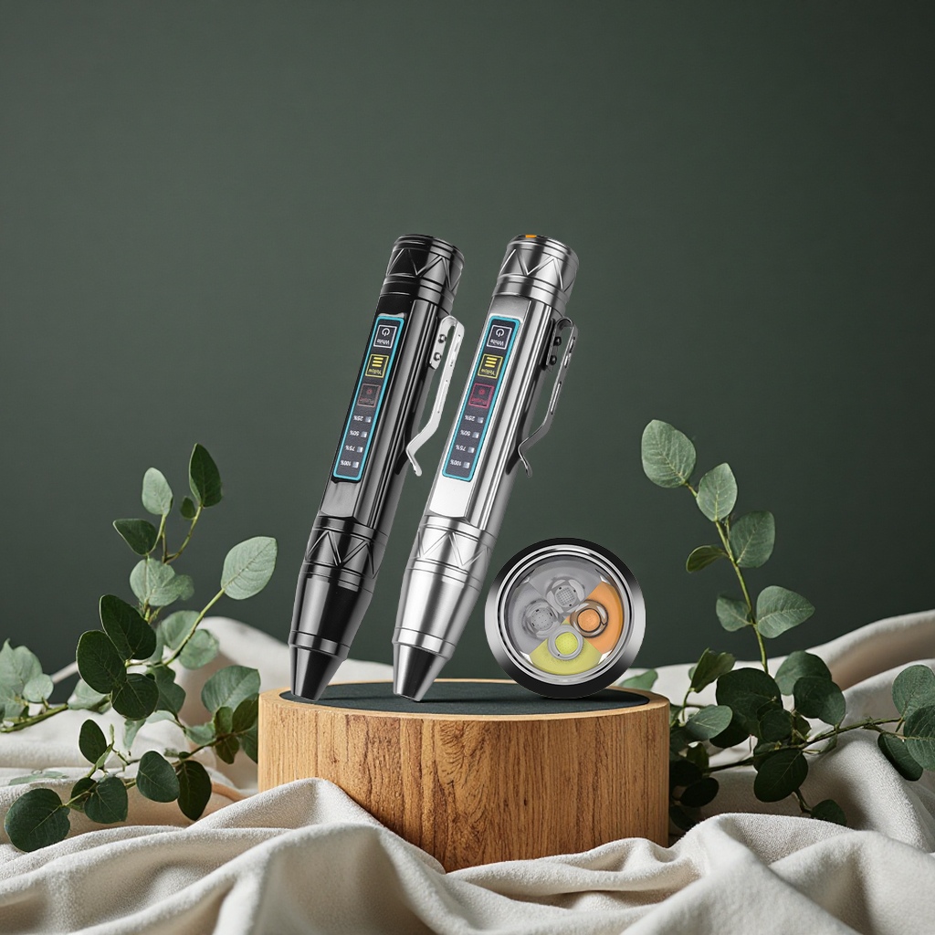 跨境新款四色手电筒395365USB充电无极调光带笔夹强光手握式照明工具