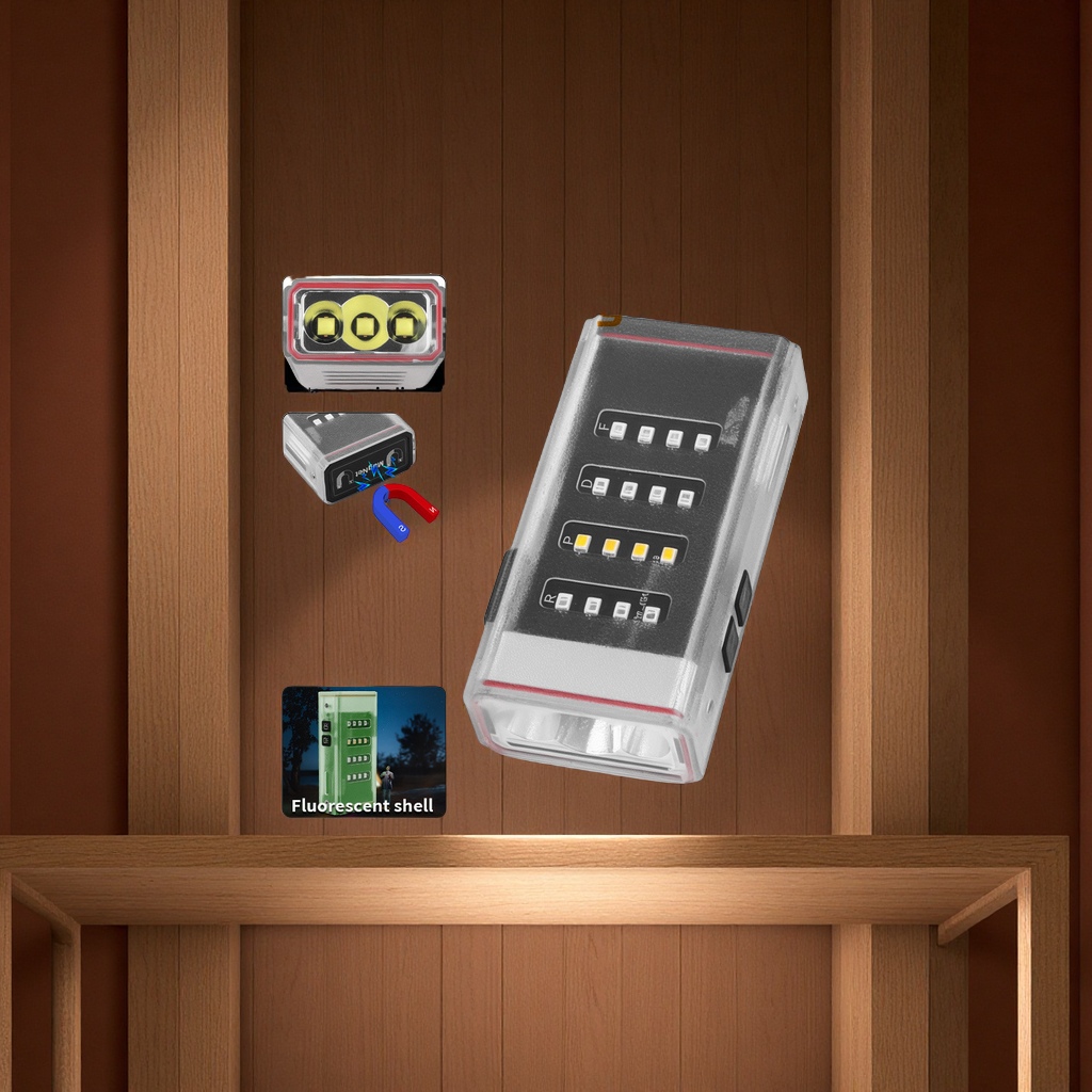 跨境新品LED多功能多光源荧光外壳数显工作灯带磁铁支持输出手电筒多用途照明神器