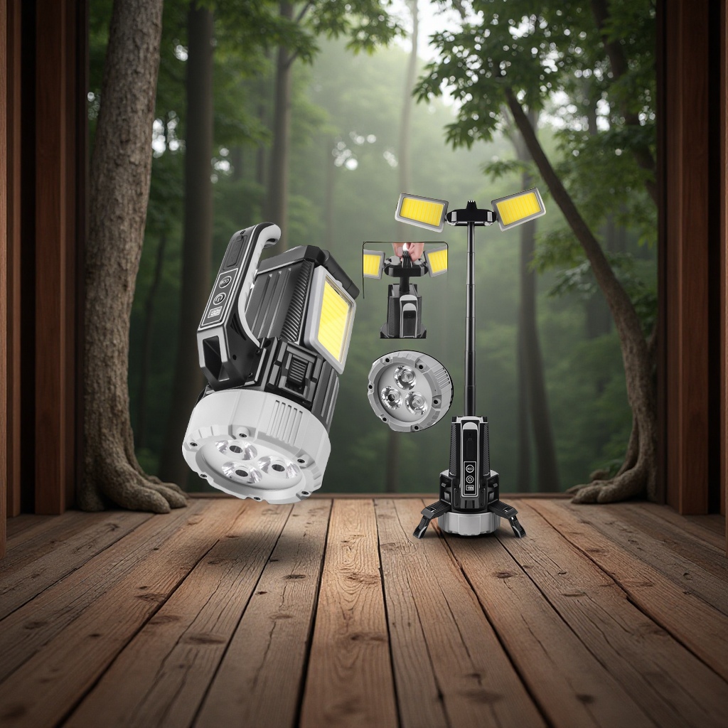 跨境新品多功能探照灯3XHP70带伸缩杆户外手提强光照明手电筒其他照明设备