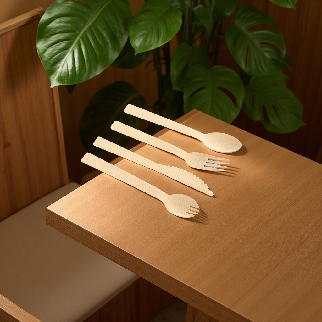 Eco-friendly bamboo tableware, 17cm disposable knife, fork and spoon, bamboo knife, bamboo fork and bamboo spoon, ice cream spoon, logo embossing tableware set Specification drawing