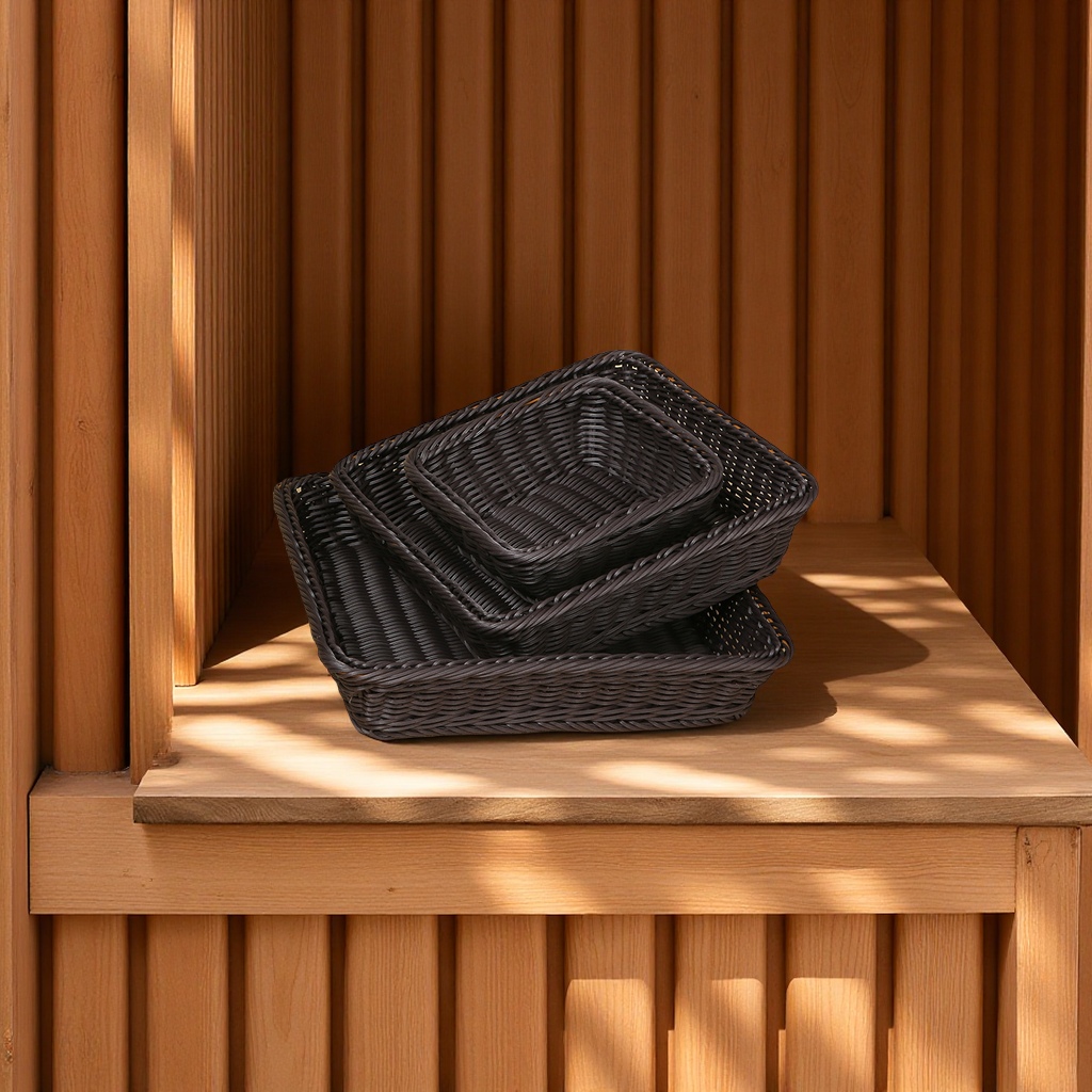 Wicker-like woven bread baskets, snack baskets, supermarket display storage baskets, square fruit baskets, multi-functional storage baskets Specification drawing