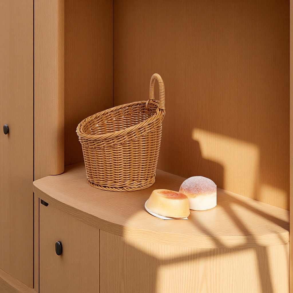 Imitation rattan kitchen ginger and garlic storage basket, wall-mounted basket, retro hand-held small flower basket, kitchenware hanging basket, storage basket Application Scenario