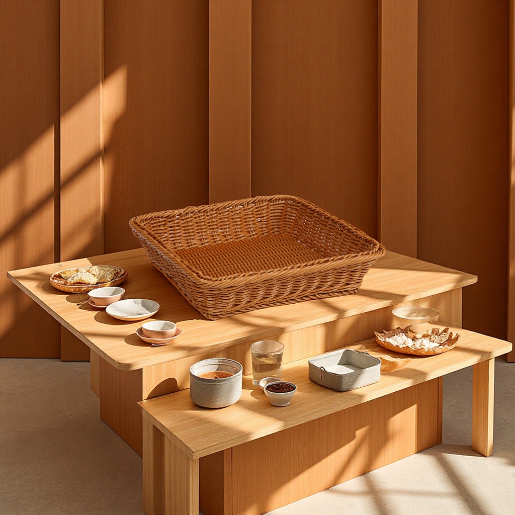 Wicker-like woven bread baskets, snack baskets, supermarket display storage baskets, square fruit baskets, multi-functional storage baskets Item Picture