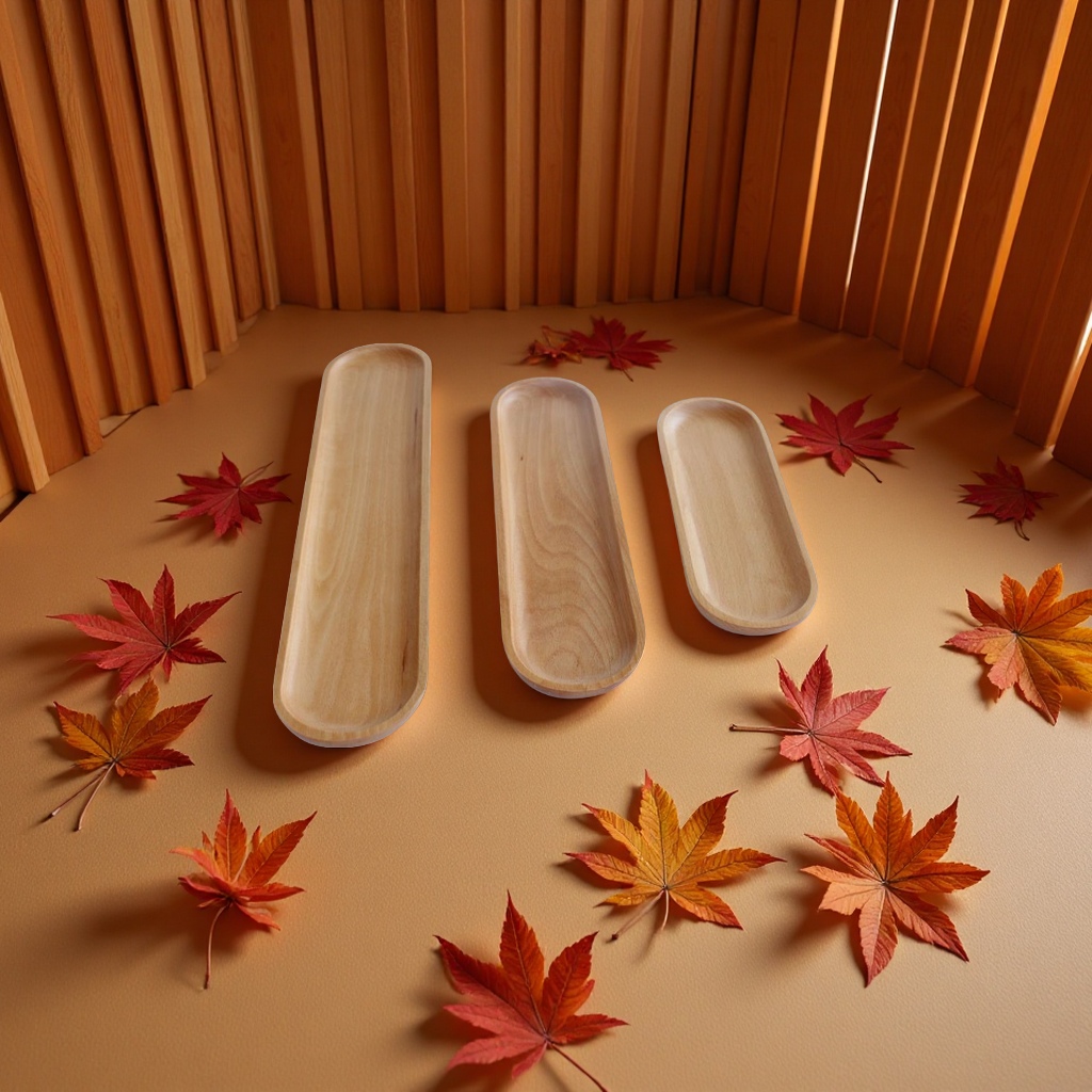 Beech wood creative solid wood dried fruit plate, long strip plate, Japanese pizza and sushi plate, multi-functional and practical tableware full figure