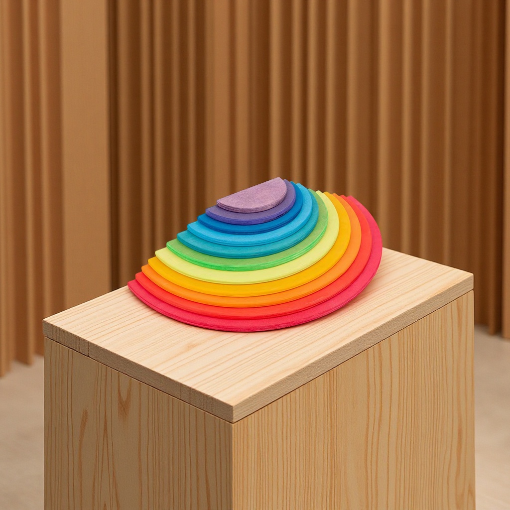 Rainbow Building Blocks Meniscus Solid Wood Jigsaw Puzzle Children's Educational toys, Jenga Jigsaw Puzzle Game, Colorful Jigsaw Puzzle set full figure