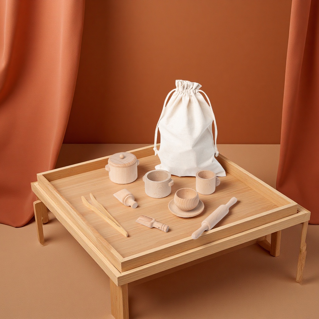 儿童木质茶具玩具套装仿真厨具益智下午茶厨房过家家餐厨具实木跨境玩具