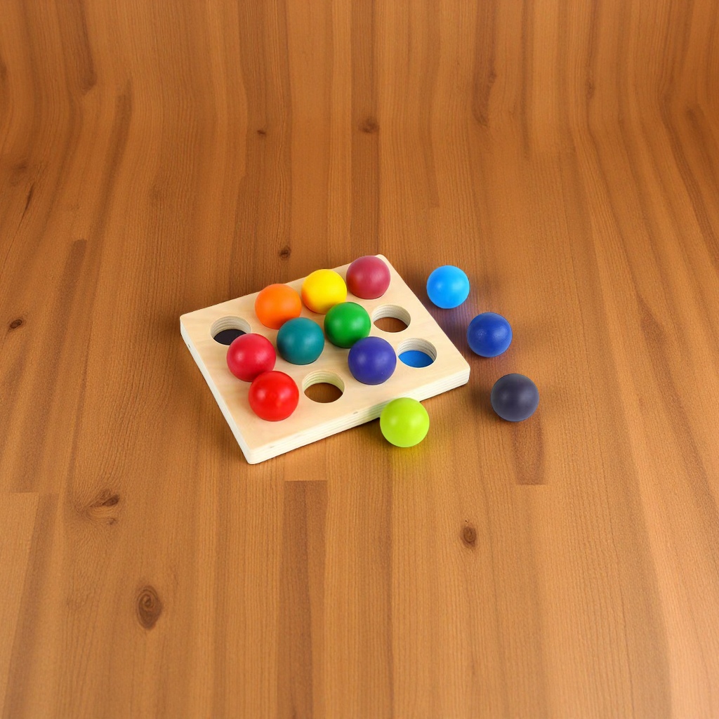 Wooden rainbow balls in 12 colors, Montessori educational AIDS, educational ball toys, children's solid wood building blocks, round balls details Picture