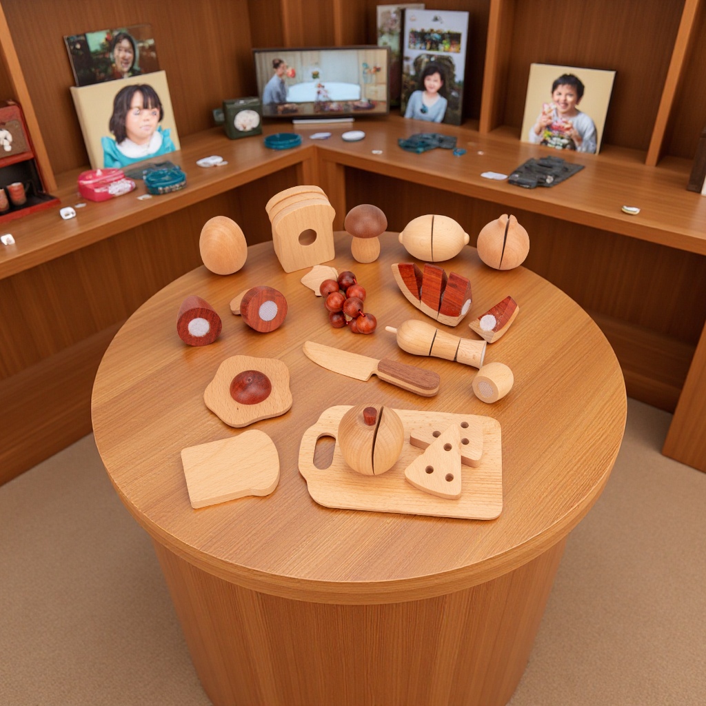 Wooden fruit Cutter Fun Children's educational toy Simulation kitchen Fruit and vegetable Cutter Fun Baby house play toy full figure