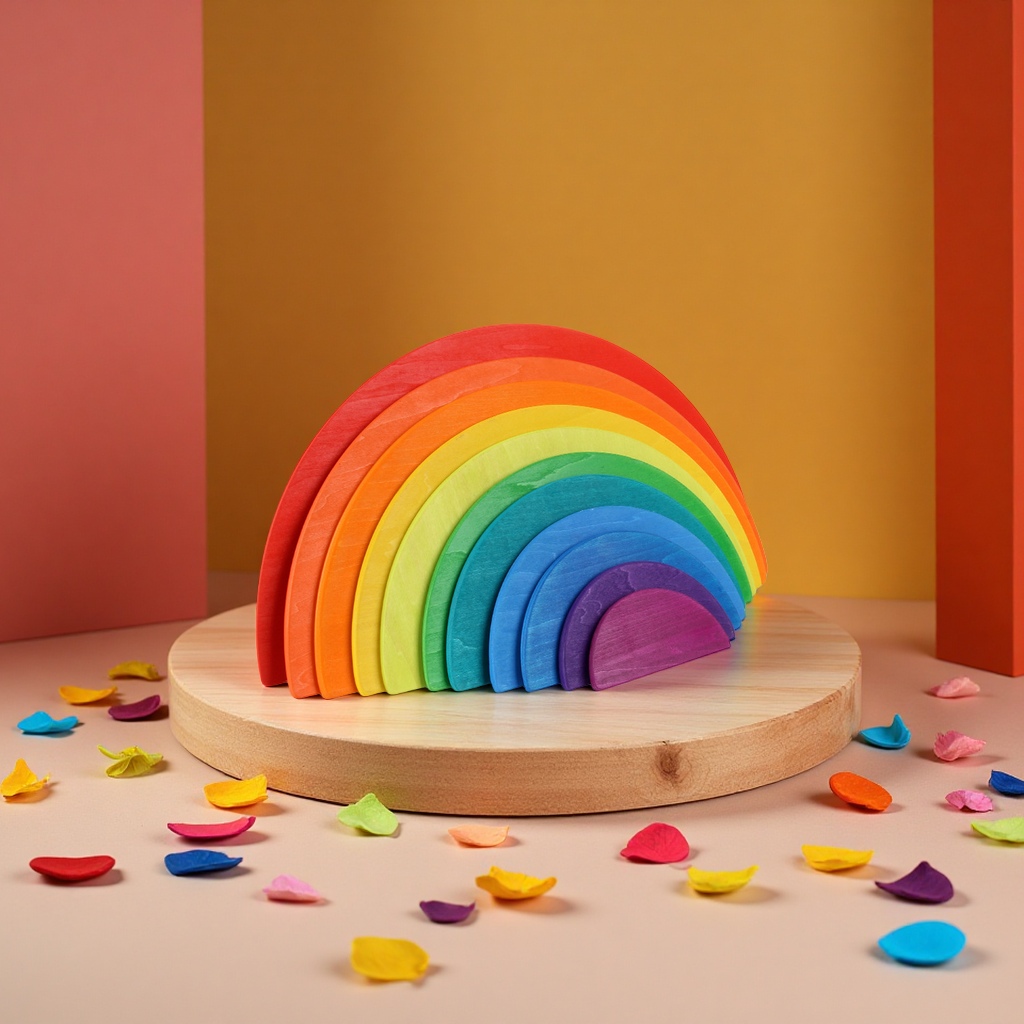 Rainbow Building Blocks Meniscus Solid Wood Jigsaw Puzzle Children's Educational toys, Jenga Jigsaw Puzzle Game, Colorful Jigsaw Puzzle set details Picture