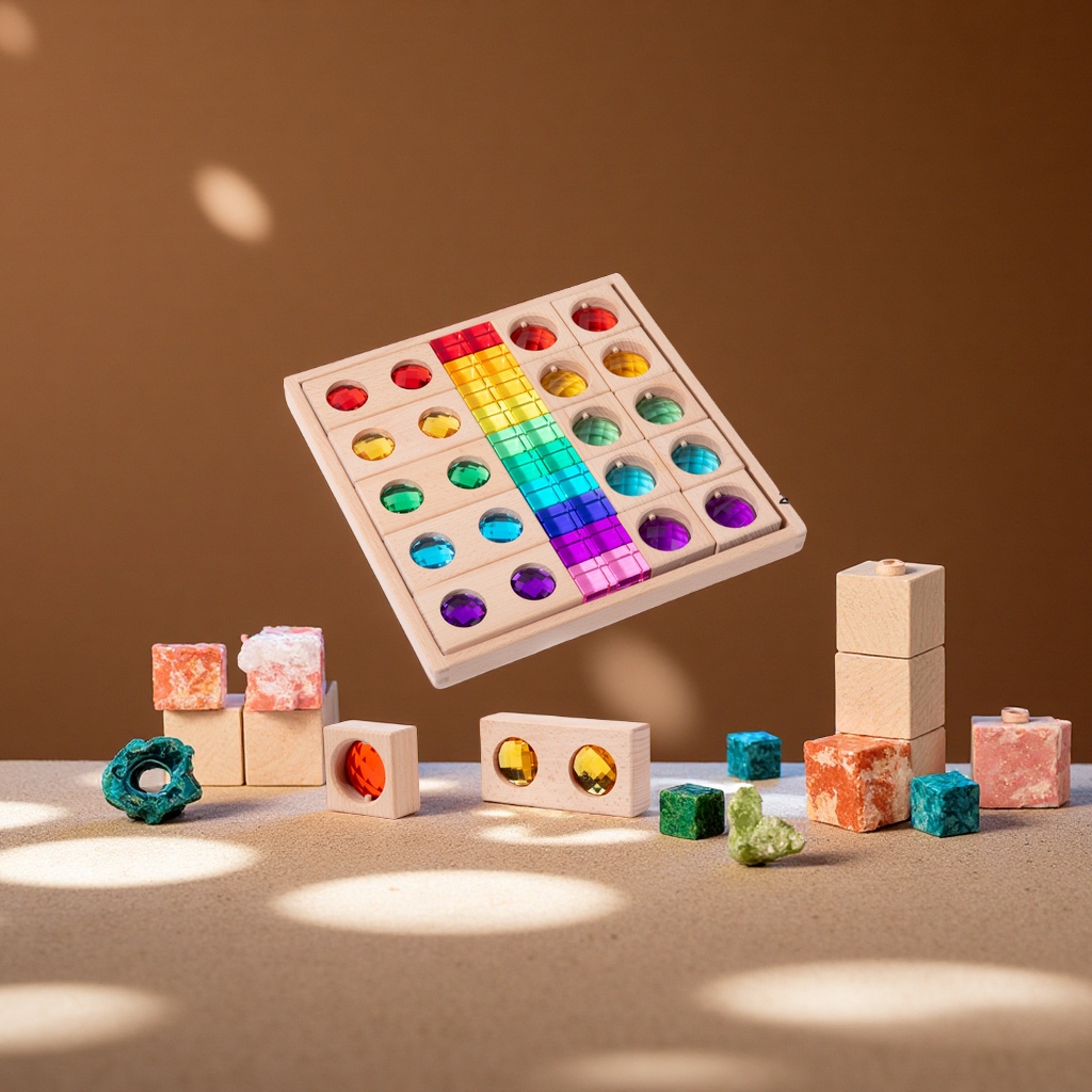 Gemstone building block cube cross assembly early childhood education and intelligence toy, light and shadow translucent cross-border children's toy full figure