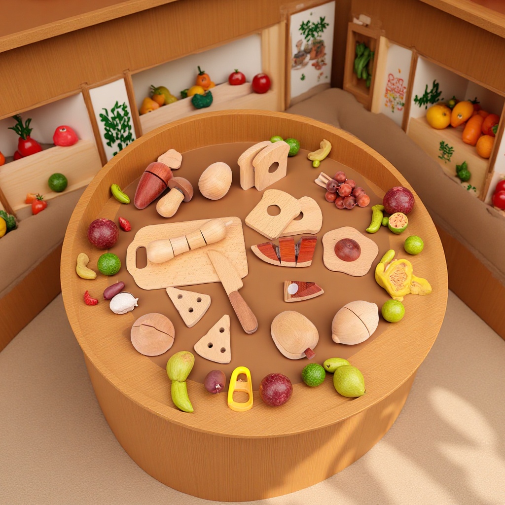 Wooden fruit Cutter Fun Children's educational toy Simulation kitchen Fruit and vegetable Cutter Fun Baby house play toy details Picture