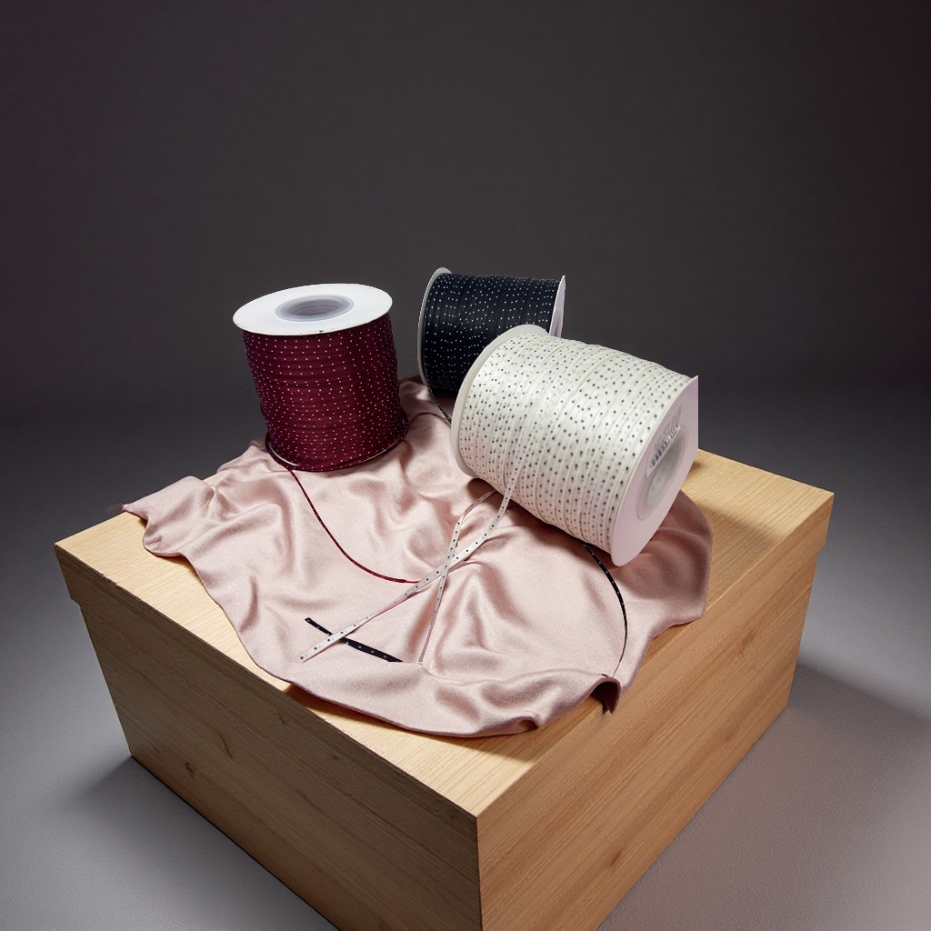 3毫米双面波点丝带，印点彩带双面涤纶带印花带diy手工编织花饰丝带