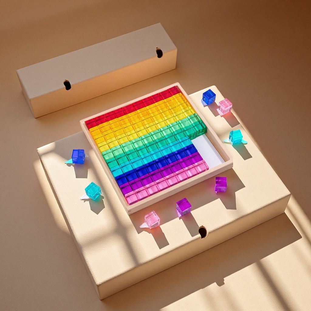 CPC acrylic rainbow block building blocks, children's enlightenment toys, high-transparency gemstone light and shadow stacked high children's intelligence and early education products Application Scenario