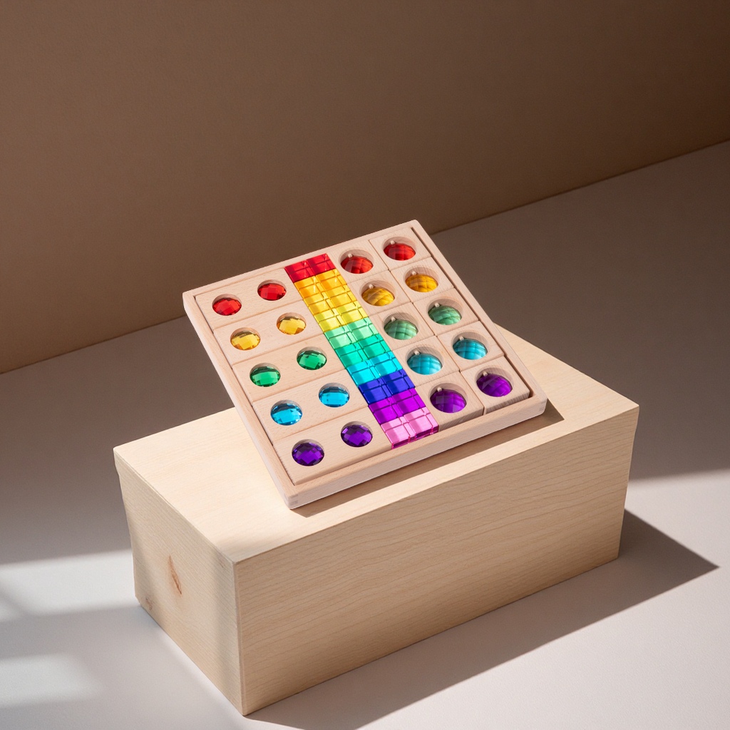 CPC acrylic rainbow block building blocks, children's enlightenment toys, high-transparency gemstone light and shadow stacked high children's intelligence and early education products Item Picture