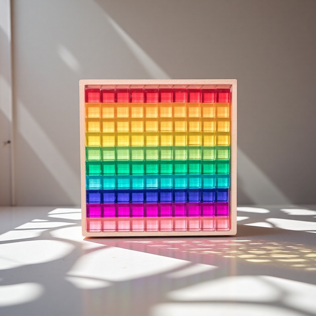 Acrylic building blocks, high-transparency square sports lottery rainbow Light and shadow gemstone, creative building toys for kindergartens, children's educational building blocks combination Item Picture