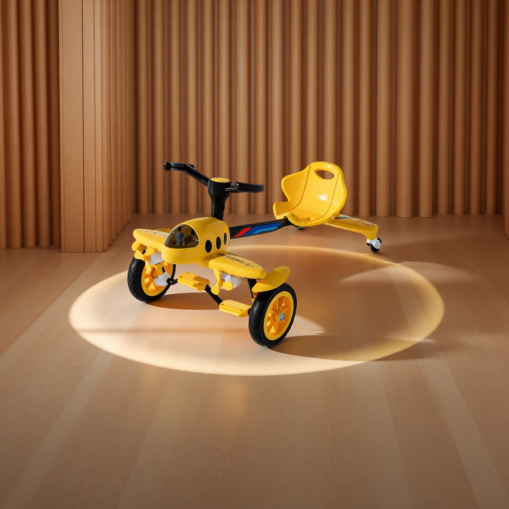 新款儿童飞机漂移车灯光音乐座椅可调节前轮静音橡胶防滑后轮万向轮配安全带KM8618