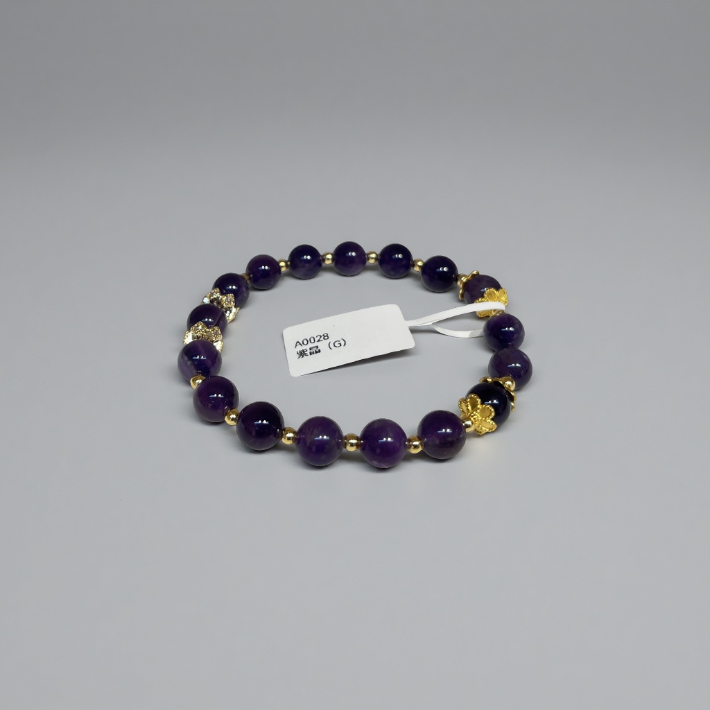 天然石手链紫晶粉晶手串时尚简约男女款手饰礼品送女友天然水晶手链产品图