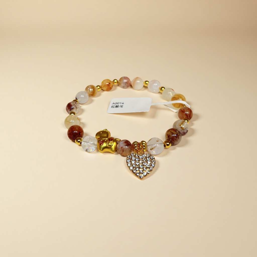 天然石红胶花手链手串时尚简约手饰女款休闲百搭礼物详情图3