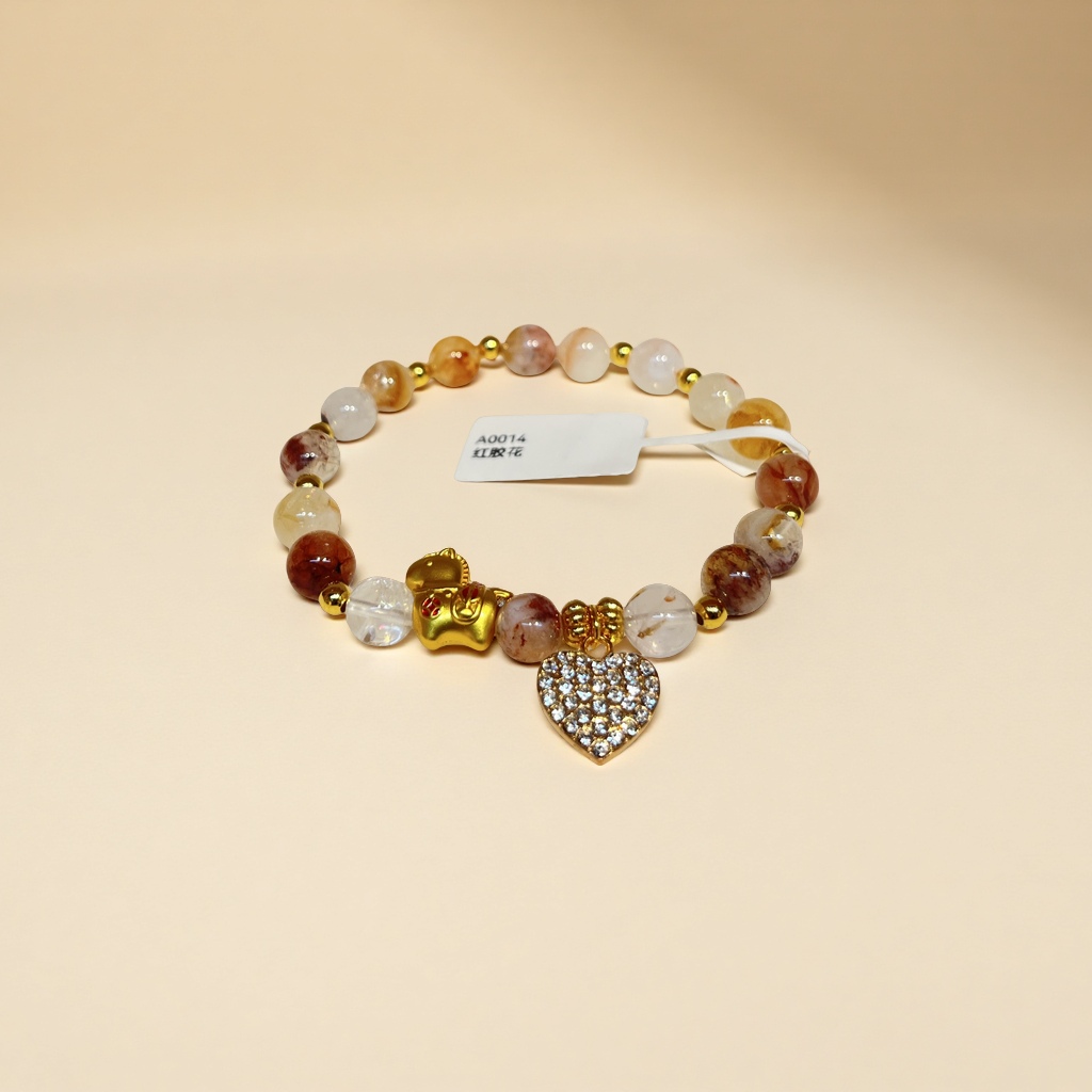 天然石红胶花手链手串时尚简约手饰女款休闲百搭礼物详情图4