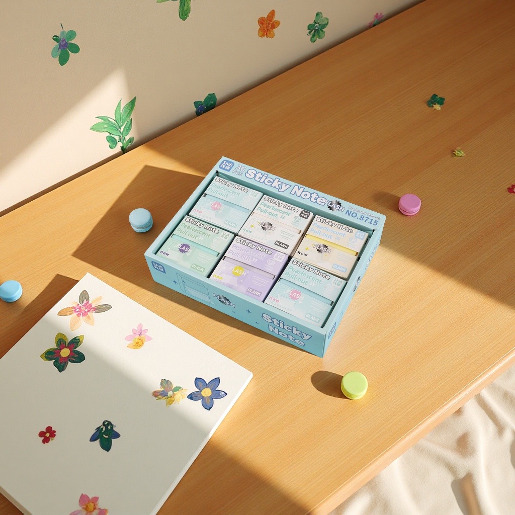 Pioneer 8715 Pull-out matte Pearlescent sticky Notes Cartoon notepad small notebook 50 pages for multiple uses