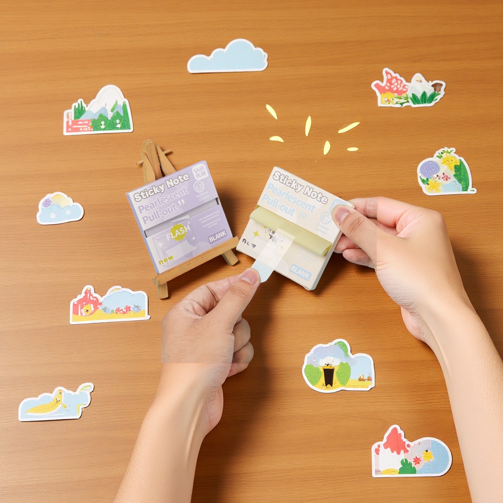Pioneer 8715 Pull-out matte Pearlescent sticky Notes Cartoon notepad small notebook 50 pages for multiple uses details Picture