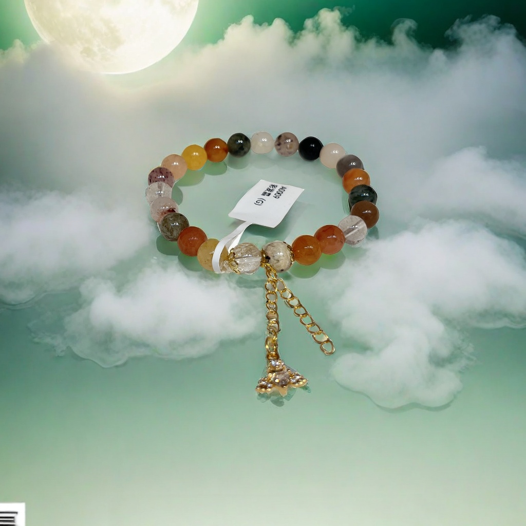 天然石彩发晶紫晶粉晶石榴石手链手串 时尚多彩手饰个性潮流礼品赠品详情图3