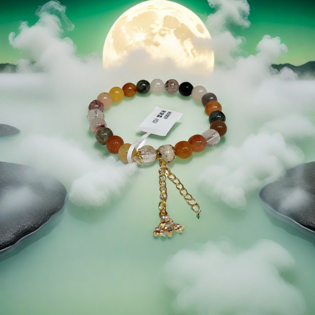 天然石彩发晶紫晶粉晶石榴石手链手串 时尚多彩手饰个性潮流礼品赠品详情图2